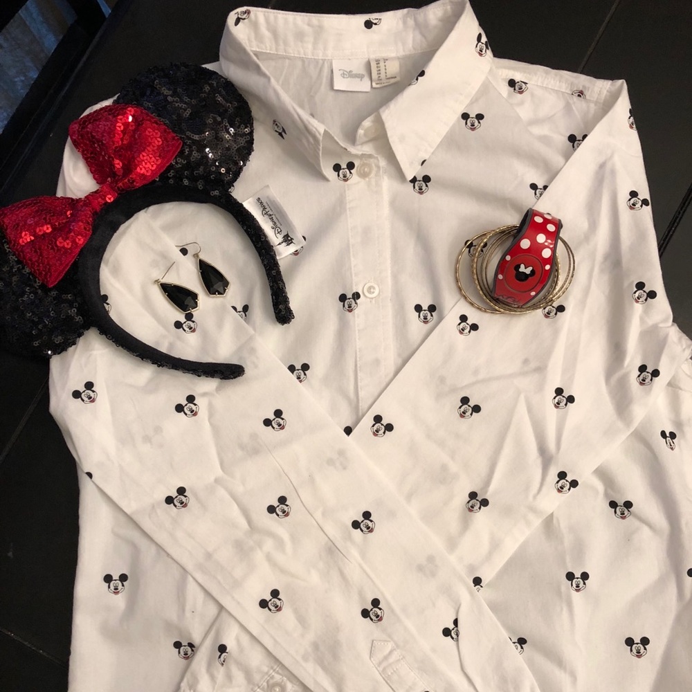 H&M Disney Mickey Mouse Button Up Top
